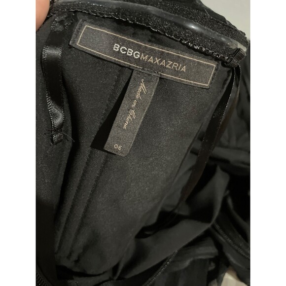 BCBG Max Azria Womens Alicia Silk Hi Low Strapless Dress size 6 Black Whimsigoth - Picture 7 of 9